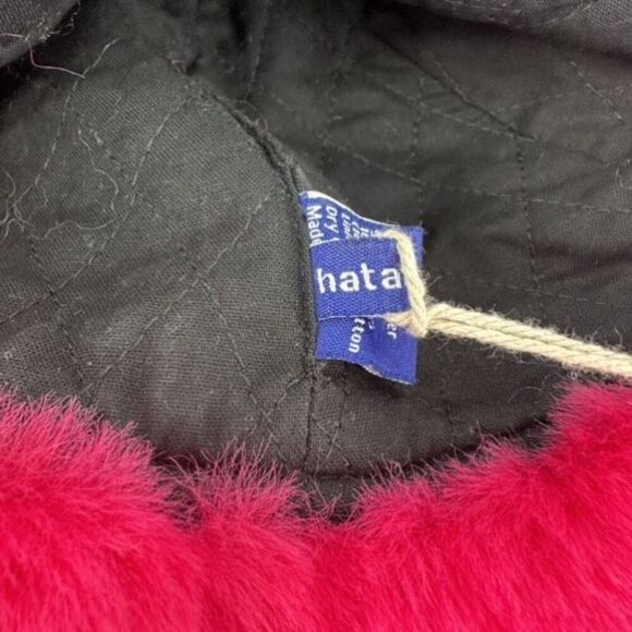 NWT Hat Attack Faux Fur Trapper Hat Bright Pink and Houndstooth Wool Blend - Picture 6 of 10
